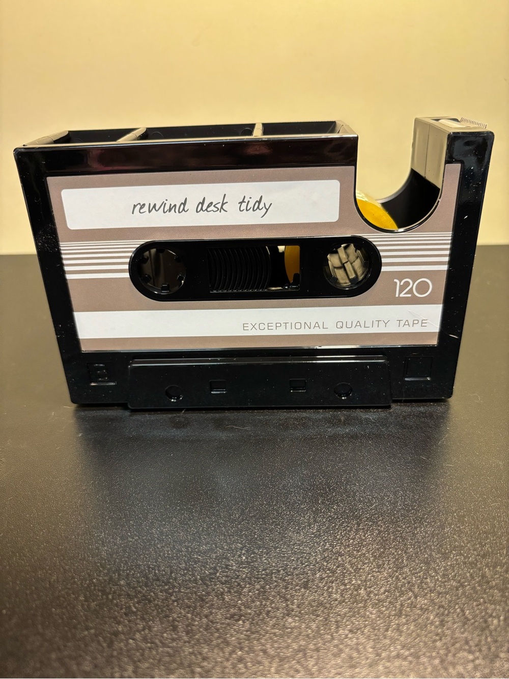 Source Unknown Black and Brown Cassette Tape Desk Organizer